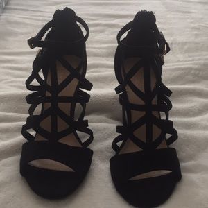 Strappy black Lauren Conrad heels